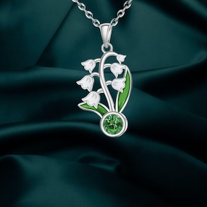 Lilly Flower Necklace May Birthstone Lily Of The Valley Necklace 925 Sterling Silver