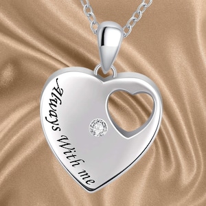 925 Sterling Silver Urn Necklace for Ashes for Women Keepsake Memorial Heart Cremation Jewelry for Ashes