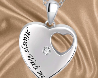 Collar de urna de plata de ley 925 para cenizas para mujeres, recuerdo de recuerdo de corazón, joyería de cremación para cenizas