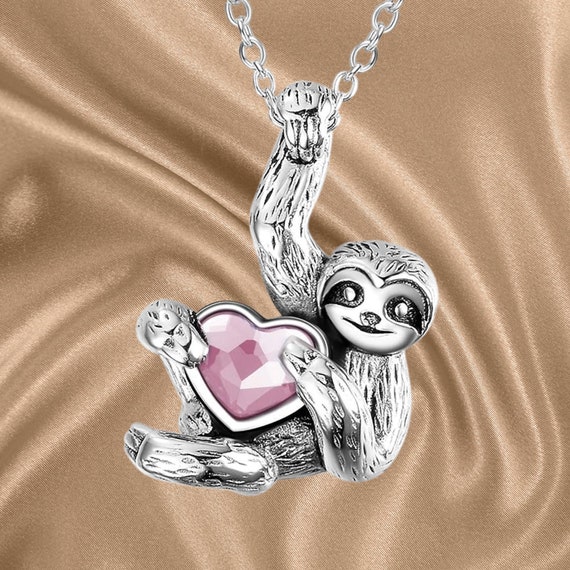 Collana bradipo, gioielli in argento sterling, bradipo in argento, bradipo in oro, piccolo bradipo, collana a strati - Italia