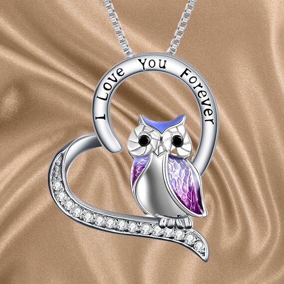 Buy Owl Necklace Sterling Silver I Love You Forever Heart Owl