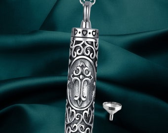 Flower Celtic Urn Necklace Cylinder Bar Heart Shaped Urn Necklace for Ashes 925 Sterling Silver