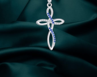Collana con croce in argento sterling 925 con nodo celtico e croce con ciondolo a forma di cuore con infinito e amore, 45,7 cm - Italia