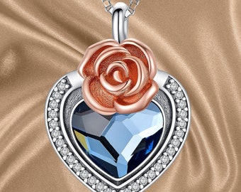 Joyería de cremación Collar de urna de flor de corazón de plata de ley 925 para cenizas, collar de recuerdo de cremación