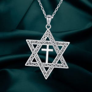Messianic Star of David Cross Pendant Necklace