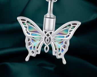 925 Sterling Silver Butterfly Urn Necklace Cremation Jewelry for Ashes Keepsake Memorial Pendant for Women