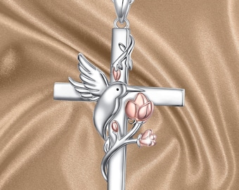 925 Sterling Zilver Kolibrie Kruisketting, Kolibrie Vogel Sieraden Geschenken