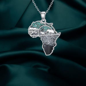 Africa Continent Necklace 925 Sterling Silver African Pendant Necklace for Women Girls