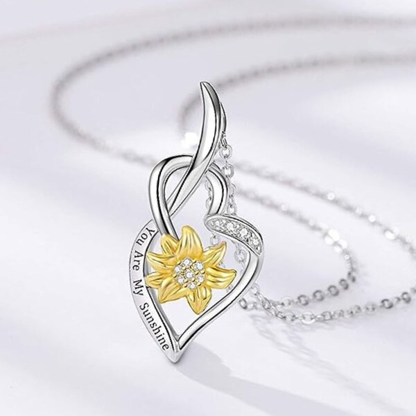 Sunflower Pendant Necklace 'You Are My Sunshine' – Silver Gift For Her