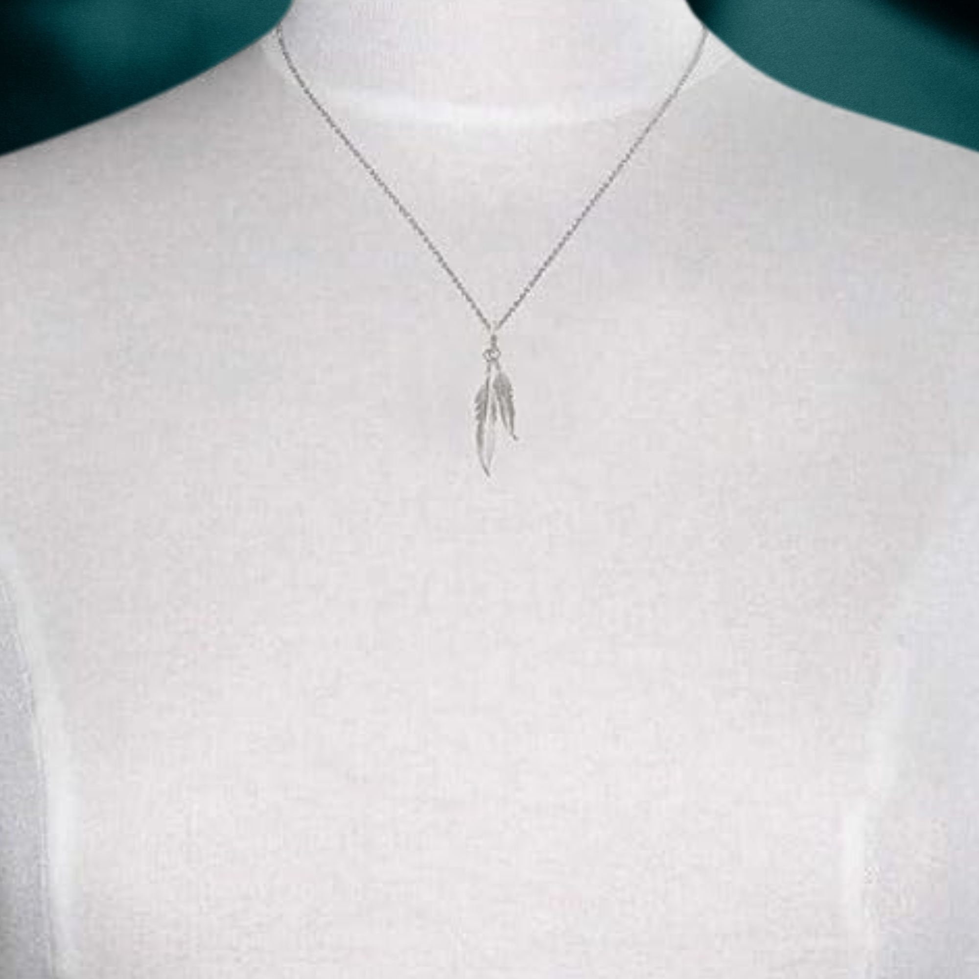 Feather Necklace Sterling Silver Bird Necklace Two Feather Feather Necklace Sterling Silver Bird Necklace Two Feather