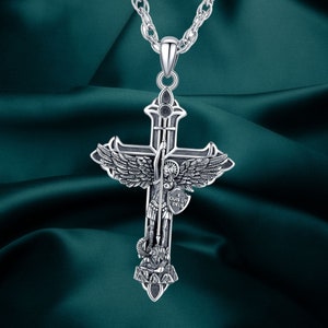 925 Sterling Silver St Michael Medal Necklace for Men Women Protection Amulet Pendant Catholic Medallions Jewelry with Gift Box