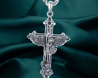 925 Sterling Silver St Michael Medal Necklace for Men Women Protection Amulet Pendant Catholic Medallions Jewelry with Gift Box