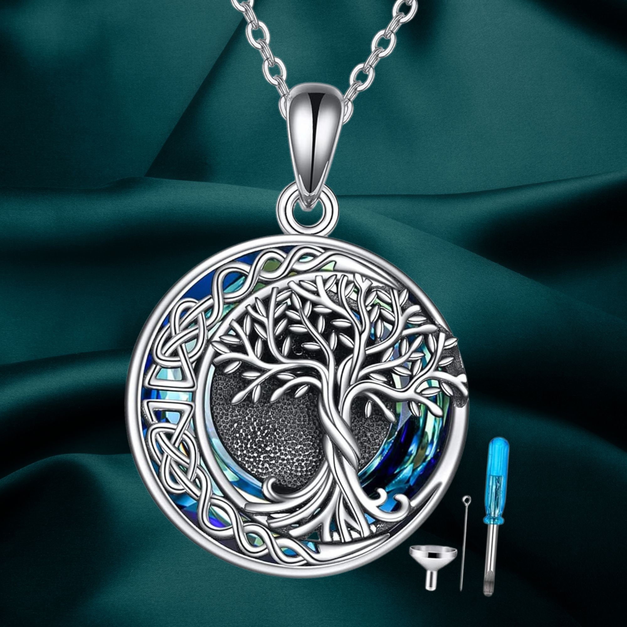 Tree of Life Urn Necklace for Ashes Cremation Jewelry 925 Sterling ...