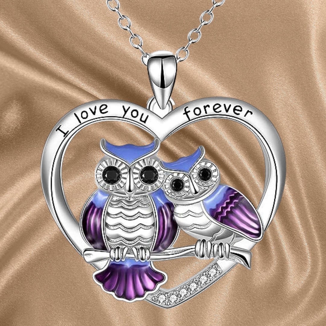 Collana in argento sterling con ciondolo gufo, ciondolo