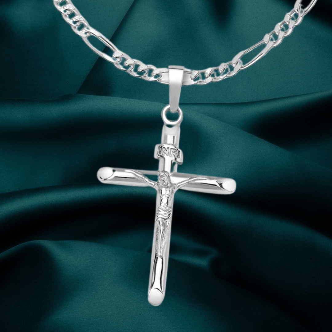 Cross Cross Necklace Jewelry Solid Sterling Silver INRI Crucifix Cross ...