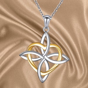 925 Sterling Silver Good Luck Irish Jewelry Celtic Knot Pendant Necklace for Women Birthday Graduation Gift