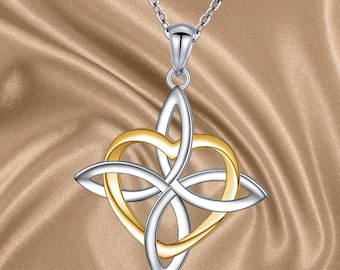 925 Sterling Silver Good Luck Irish Jewelry Celtic Knot Pendant Necklace for Women Birthday Graduation Gift