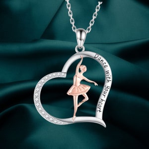 Ballerina Necklace for Dancer Women 925 Sterling Silver Ballet Dance Pendant Dancing Jewelry Gifts