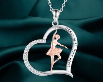 Ballerina Necklace for Dancer Women 925 Sterling Silver Ballet Dance Pendant Dancing Jewelry Gifts