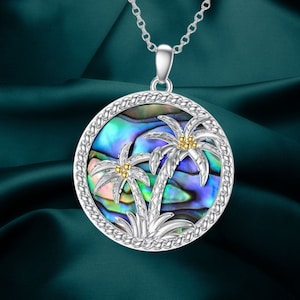 Palm Tree Necklace 925 Sterling Silver Summer Vibes Necklace Jewelry for Women