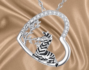 Zebra ketting Dierenketting Harthanger voor dames Meisjes Schattige dierenliefde 925 sterling zilveren hartketting
