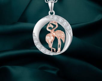 Flamingo Necklace for Women 925 Sterling Silver Flamingo Jewelry