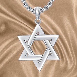 Star of David Necklace Sterling Silver Jewish Necklace for Men