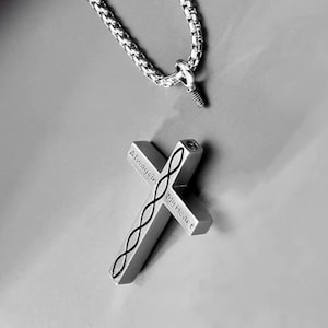 Cross Urn Necklace for Ashes Cremation Sterling Silver Crucifix Keepsake Memorial Pendant Cremation Jewelry for Men Women
