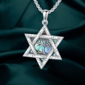 Tree of Life Star of David Necklace 925 Sterling Silver Jewish Necklace for Men