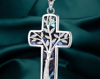 Cross Necklace Sterling Silver Religious Cross Pendant Necklace Birthday Christmas Jewelry Gifts for Women Girls