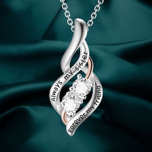 Sisters Necklace Sterling Silver Sister Necklaces Always My Sister Forever My Friend Pendant Necklace