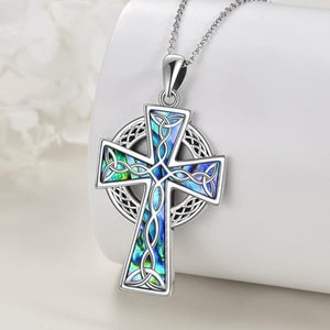 Cross Necklace 925 Sterling Silver Celtic Knot Cross Infinity Heart Love Pendant Necklace 18"