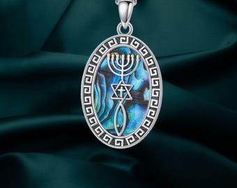 Messianic Seal Star of David Necklace 925 Sterling Silver Messianic Seal Pendant Necklace For Women