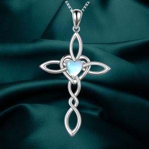 Celtic Knot Cross Pendant Necklace Sterling Silver Religious Irish Infinity Love Heart Irish Celtics Necklace