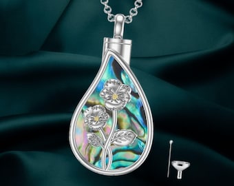 Collana con urna a forma di cuore in pietra di luna per ceneri da donna, in argento Sterling 925, con kit di riempimento. - Italia