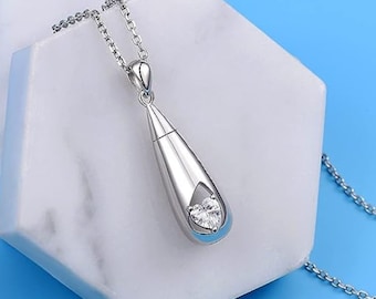 Teardrop Urn Necklace for Ashes 925 Sterling Silver Teardrop Memorial Ashes Keepsake Gift Cremation Jewelry for Ashes for Women