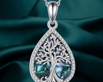 Levensboom ketting 925 sterlingzilver abalone schelp Keltische knoop hanger ketting voor vrouwen sieraden