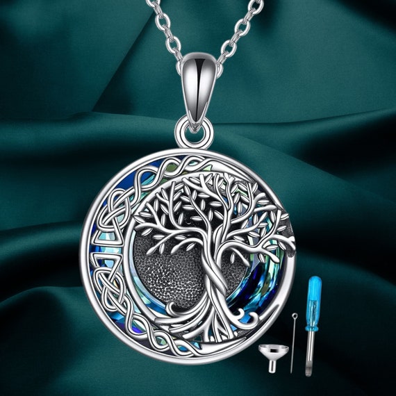 Tree of Life Urn Necklace for Ashes Cremation Jewelry 925 Sterling