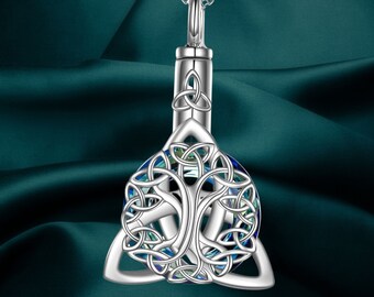 Cremation Jewelry for Ashes Urn Necklace for Ashes Sterling Silver Abalone Shell Urn for Human Ashes Pendant Necklace with Funnel Filler Kit