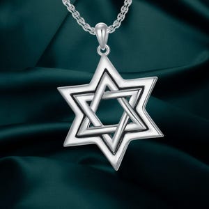 Star of David Necklace 925 Sterling Silver Jewish Necklace for Men