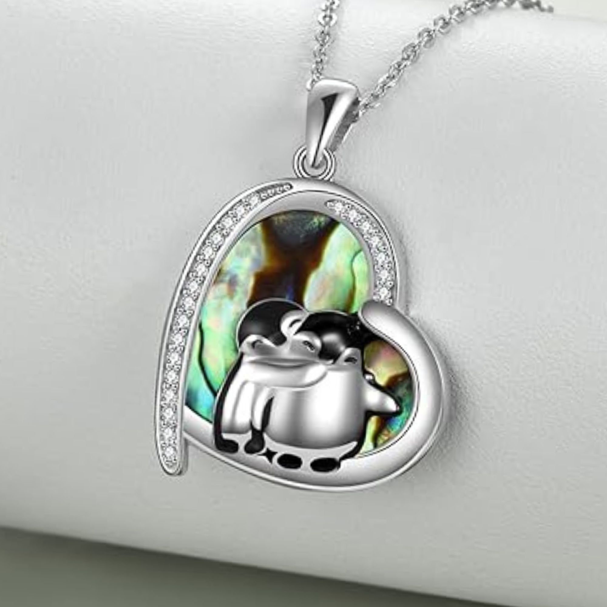 Penguin Necklace Penguin Gifts 925 Sterling Silver Hugging Penguins Cute Animal Jewelry for Women Sister