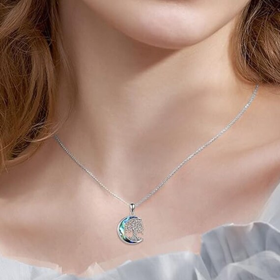 Collana con urna Albero della Vita in argento sterling 925 con pietra