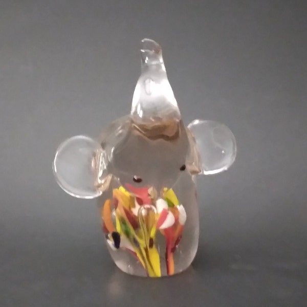 Glass Paperweight Elephant Millefiori Style