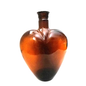 Vintage Paul Masson Brown Heart Glass Collectible Empty Bottle Decanter