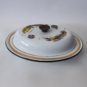 Vintage George Briard Oval Enamel Casserole With lid