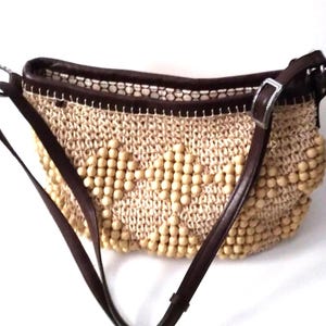 Brighton stråväska handvävd axelväska vintage bild 2