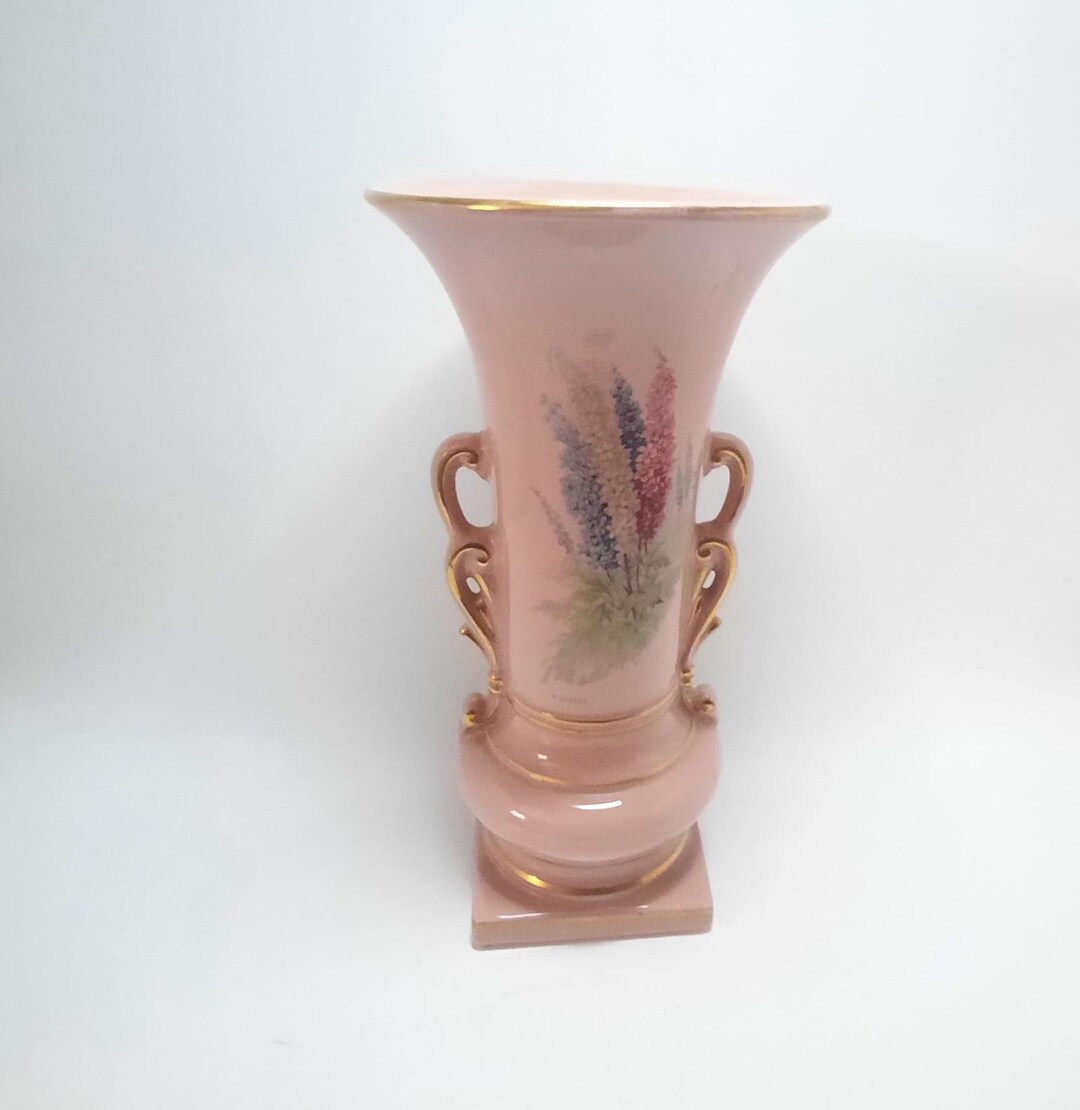 Vintage Pink Porcelain Floral Vase - Etsy