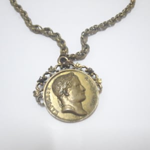 Gold Brass Tone Napoleon Eagle Vintage/Antique Coro Medallion Chain