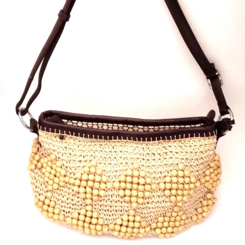 Brighton stråväska handvävd axelväska vintage bild 5