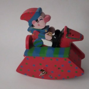 Red Wooden Music box Rocking Horse